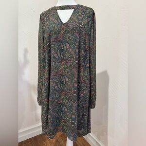 Ruff Hewn Multicolor Paisley Long Sleeve Dress